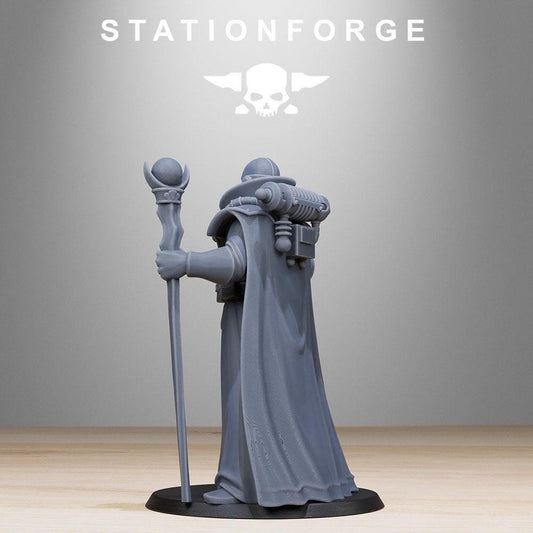 GrimCorp Elder, Imperial Heroic Agents Sculpted by STATIONFORGE for Wargames set in the Grimdark Future