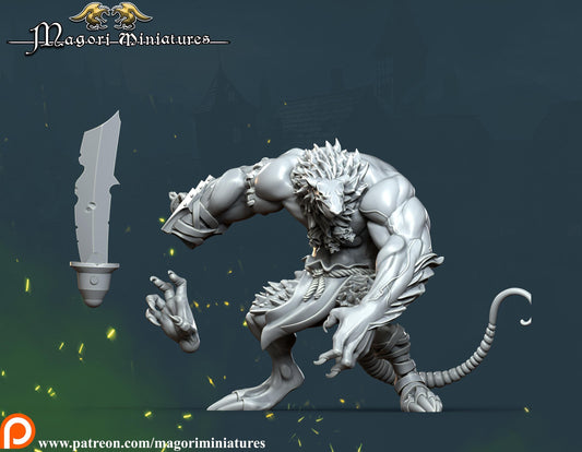 Rat Ogre Miniature, Magori Miniatures, Fantasy Wargame RPG