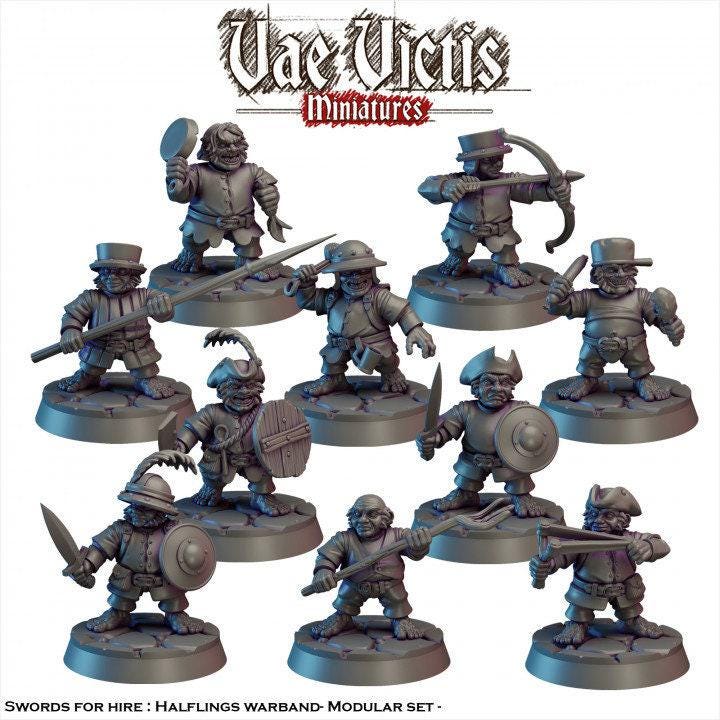 Village Watchmen Warband , Assembled Village Guard Fantasy Miniatures by Vae Victis, perfect for Fantasy Wargames and Tabletop RPGs