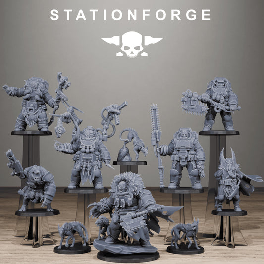 Techno Savages Vernaxers, Modular Sci-Fi Techno-Bot Miniatures by STATIONFORGE, Grimdark Wargames Proxy