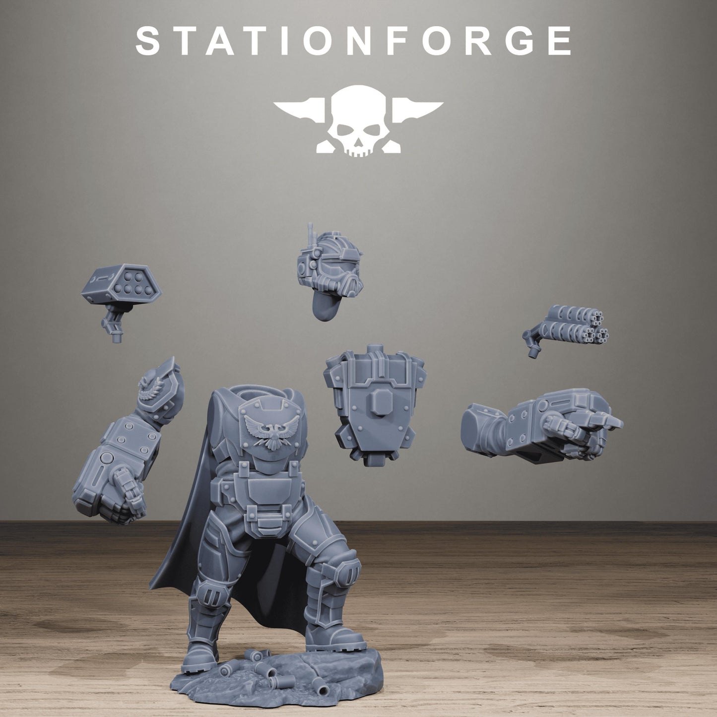 Vaskar Heavy Squad, Modular Sci-Fi Marine warriors by STATIONFORGE, Grimdark Wargames Proxy