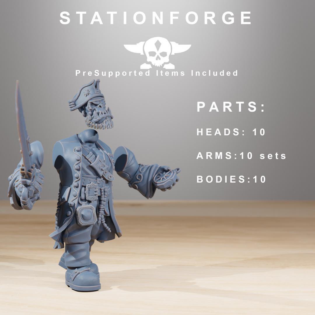Orkaz Pirates, Space-Faring Orkish Menace Sculpted by STATIONFORGE, Grimdark Compatible, Sci-Fi Wargame Scale