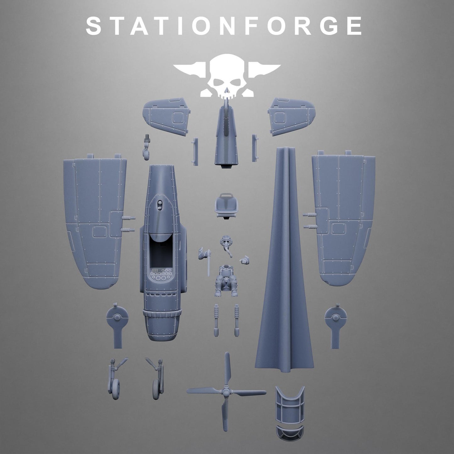 FreeGuard ThunderBolt, Modular Sci-Fi Vehicle by STATIONFORGE, Sci-Fi Wargames Proxy, Imperial Guard Navy Fighters
