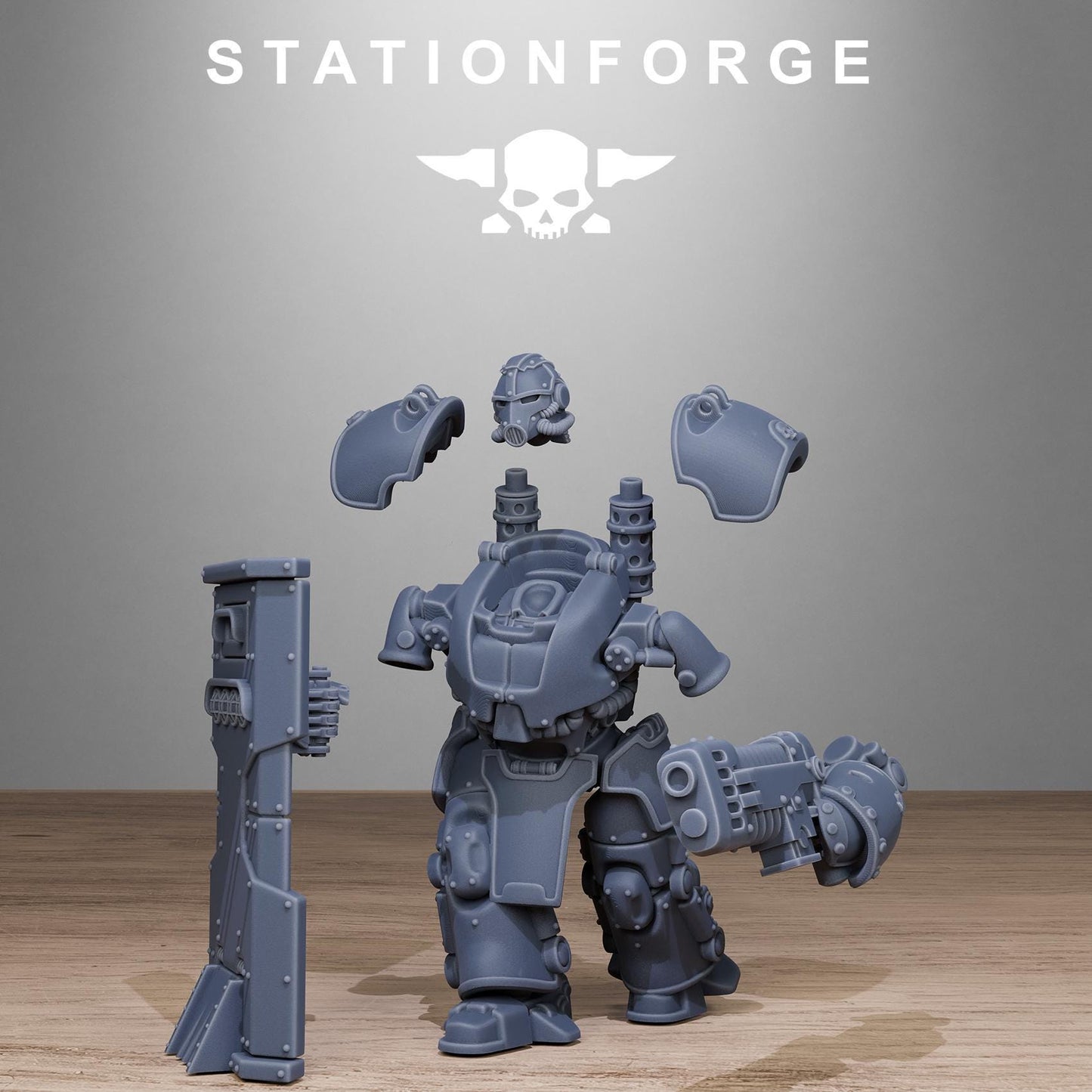 GrimGuard Power Armor Modular Set Miniatures by STATIONFORGE, Imperial Guard Mechanized Infantry regiment