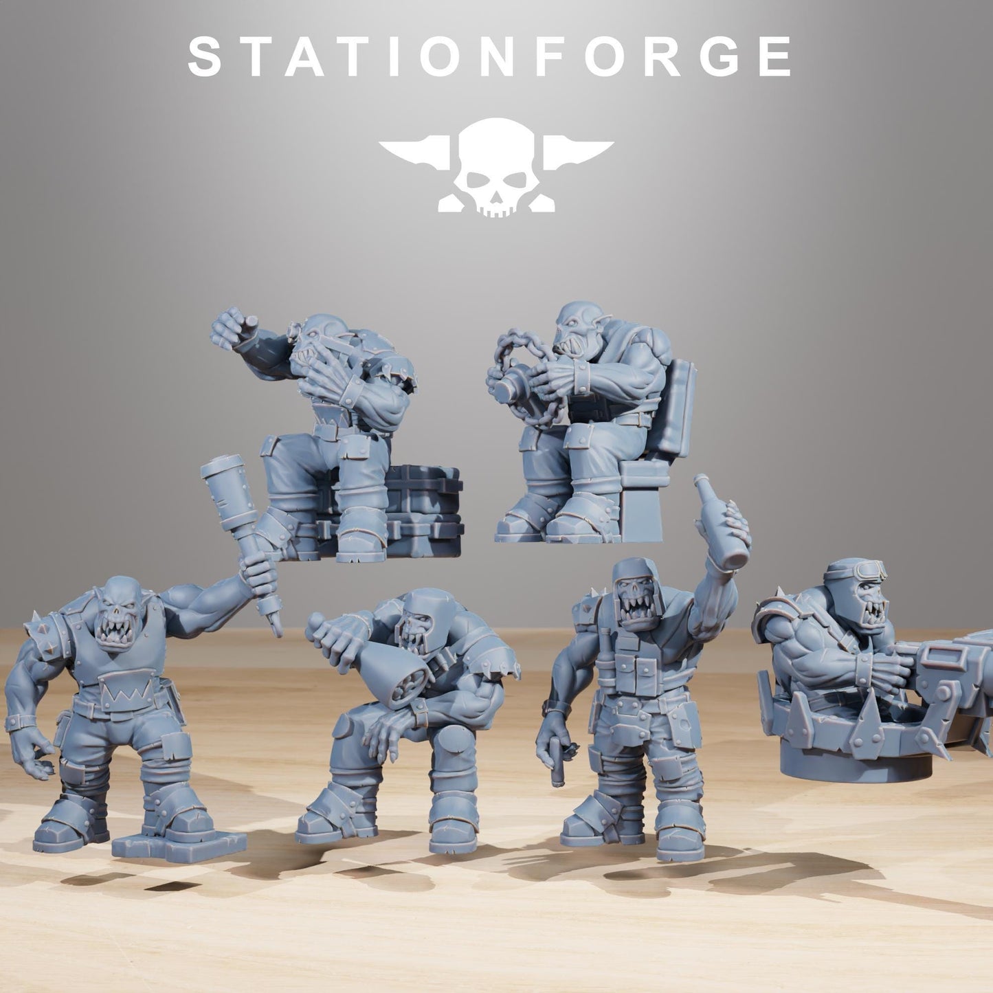 Orkaz Party Wagon, Space-Faring Orkish Menace Sculpted by STATIONFORGE, Grimdark Compatible, Sci-Fi Wargame Scale