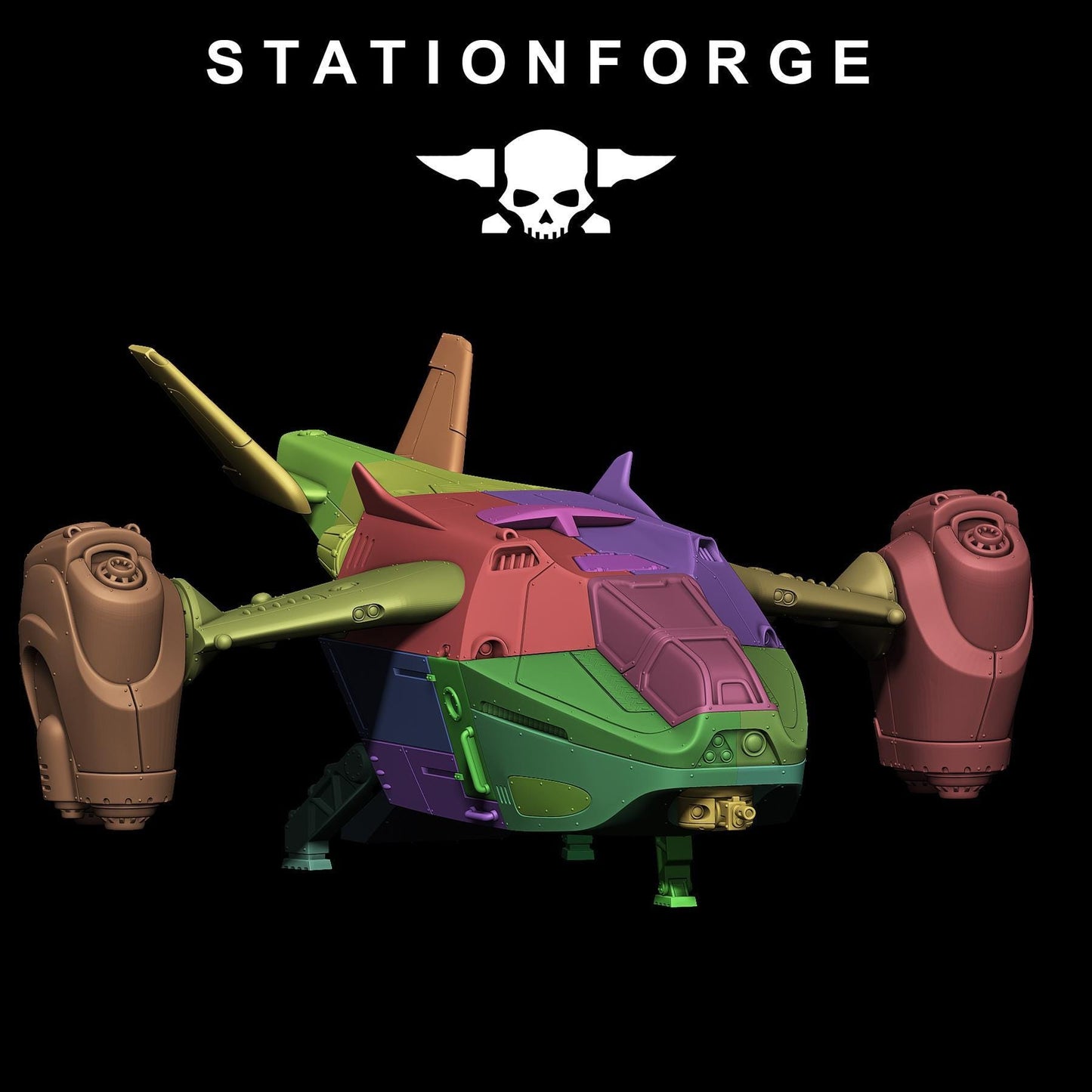 Vaskar Dropship, Modular Sci-Fi Guardsmen Warplane by STATIONFORGE, Sci-fi Wargames Proxy, Imperial Guard Transport