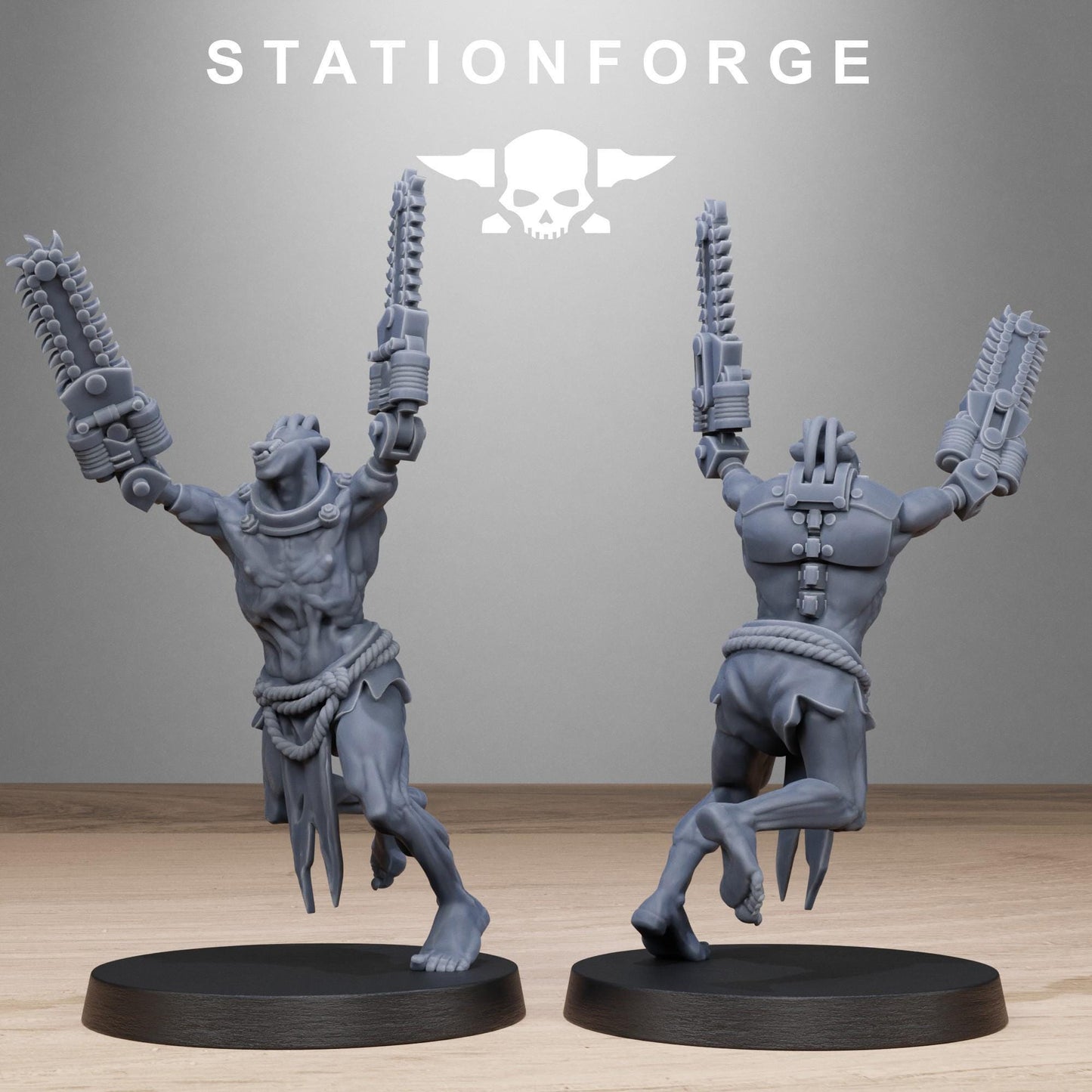 Techno Savanger Necromants, Chaos Worshipper Sci-Fi Wargames Miniatures by STATIONFORGE, Corrupted Imperial Guard