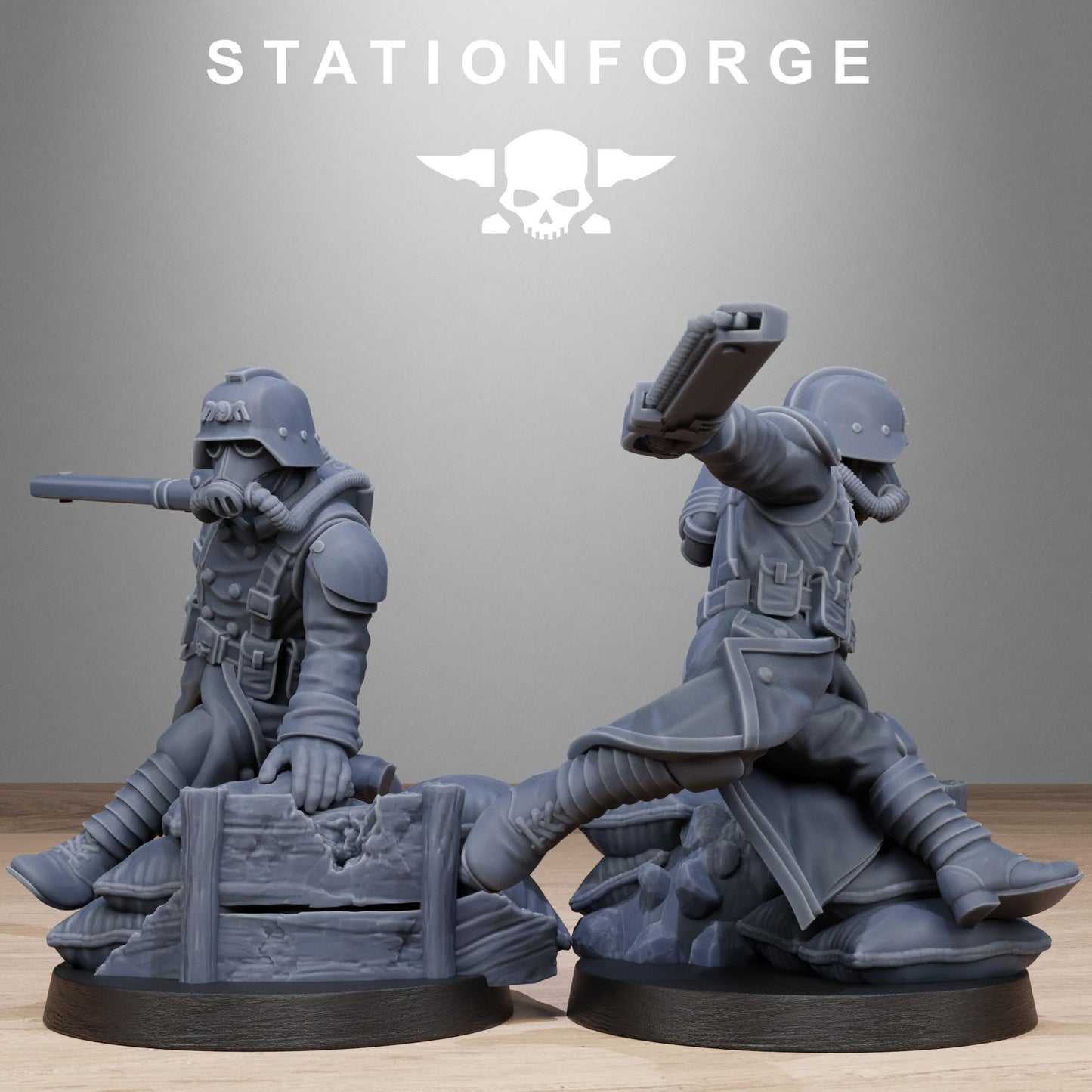 GrimGuard Shovel Trenches, Death Korps Proxy, Sci-Fi Wargames Miniatures by STATIONFORGE