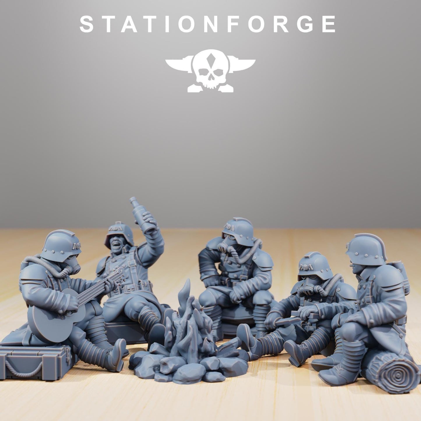 GrimGuard Comrades, Death Korps Proxy, Sci-Fi Wargames Miniatures by STATIONFORGE