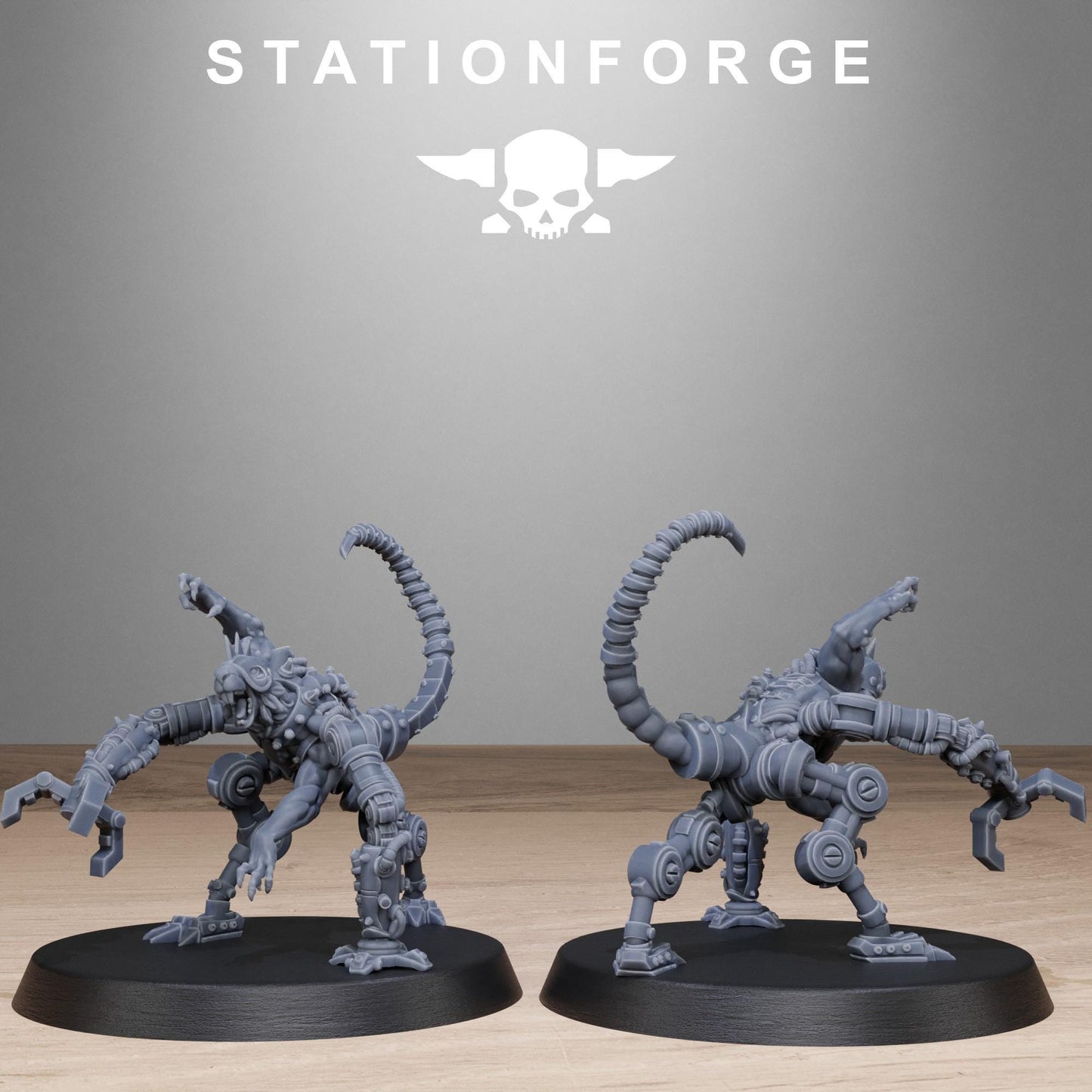 Raticus Technoclaw, Space Techno-Rats, monopose Sci-Fi warriors by STATIONFORGE, Sci-Fi Wargames Rat-Themed Grimdark miniatures