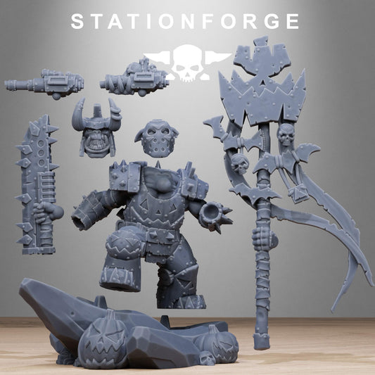Orkaz Boo Basher, Space-Faring Orkish Menace Sculpted by STATIONFORGE, Grimdark Compatible, Sci-Fi Wargame Scale