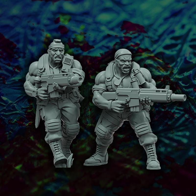 Spacenam Light Recon Squad, Sci-Fi Wargames Miniatures by Reptilian Overlords, Space Guard