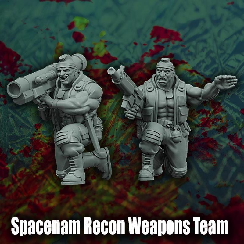 Spacenam Recon Weapons Team, Sci-Fi Wargames Miniatures by Reptilian Overlords, Space Guard