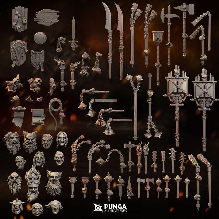 Fagellants and Zelots heads and hands by Punga Miniatures - Wargame Scale 3D Printed Miniature