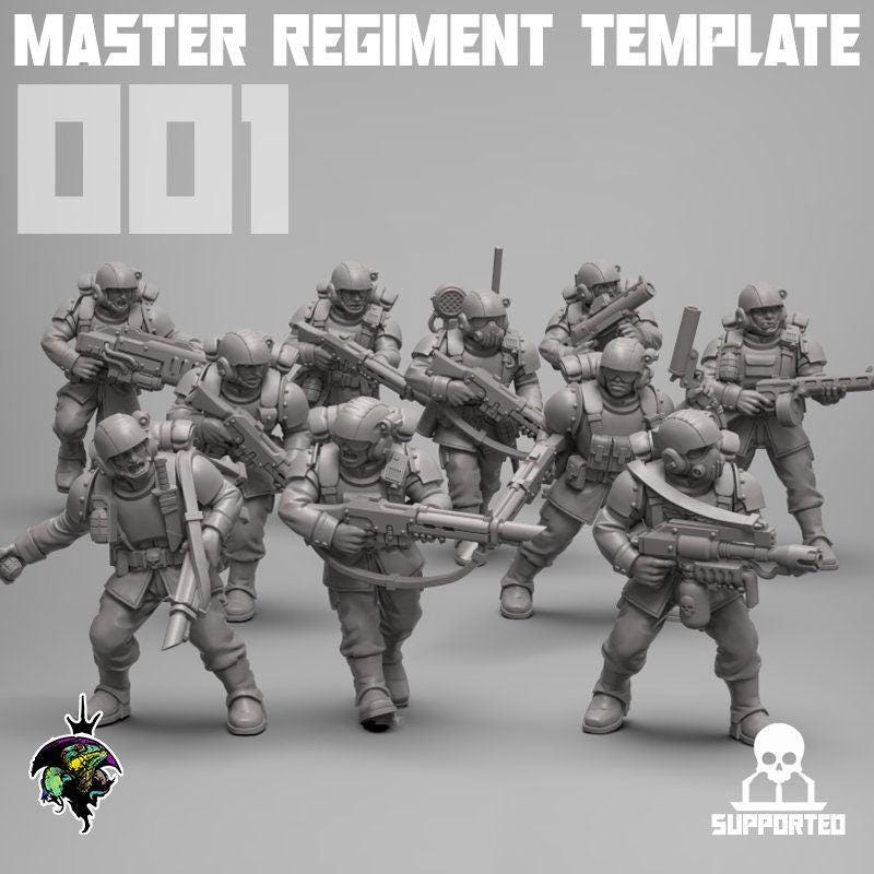 Master Regiment Template Base Set Miniatures by Reptilian Overlords, Imperial guard infantry regiment