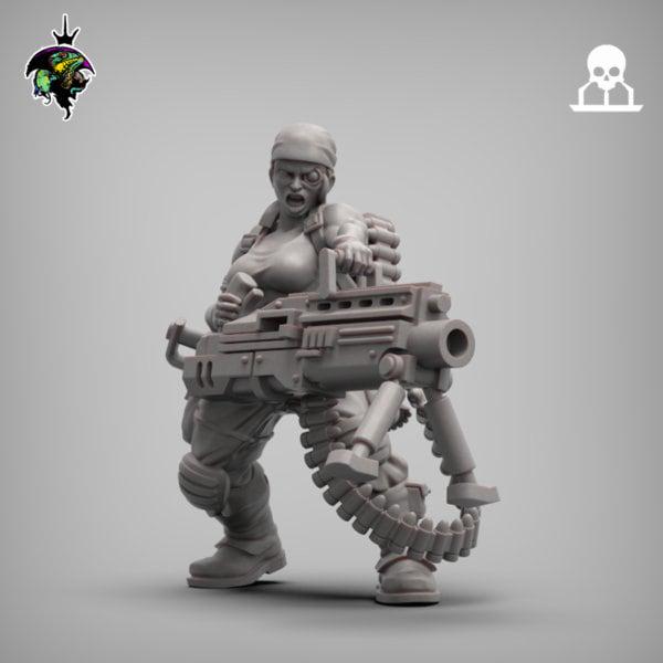 Sergeant Hawker, Female Guardsmen Character Proxy, Sci-Fi Wargames Miniatures by Reptilian Overlords