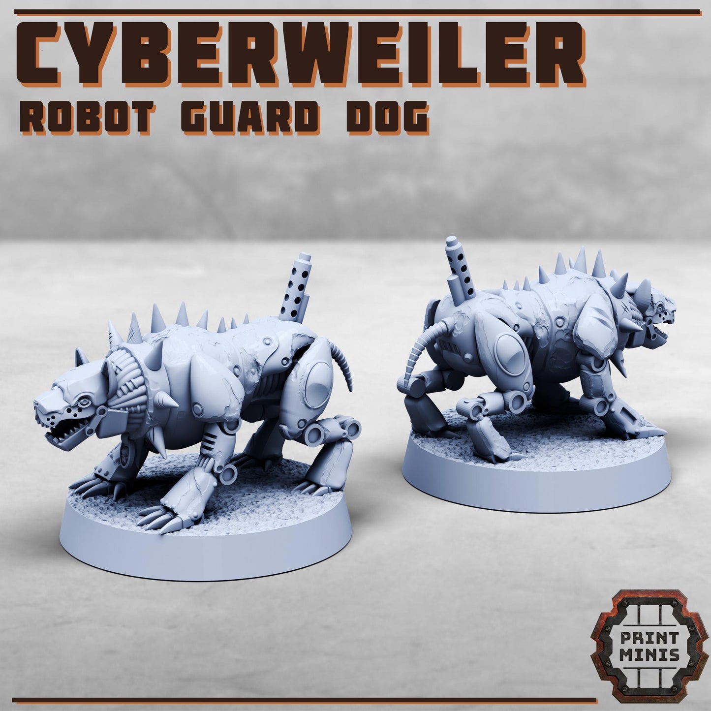 Cyberweiler - Robot Dog - Sci-Fi Grimdark City Skirmish Warfare Robotic Mercenaries by Print Minis