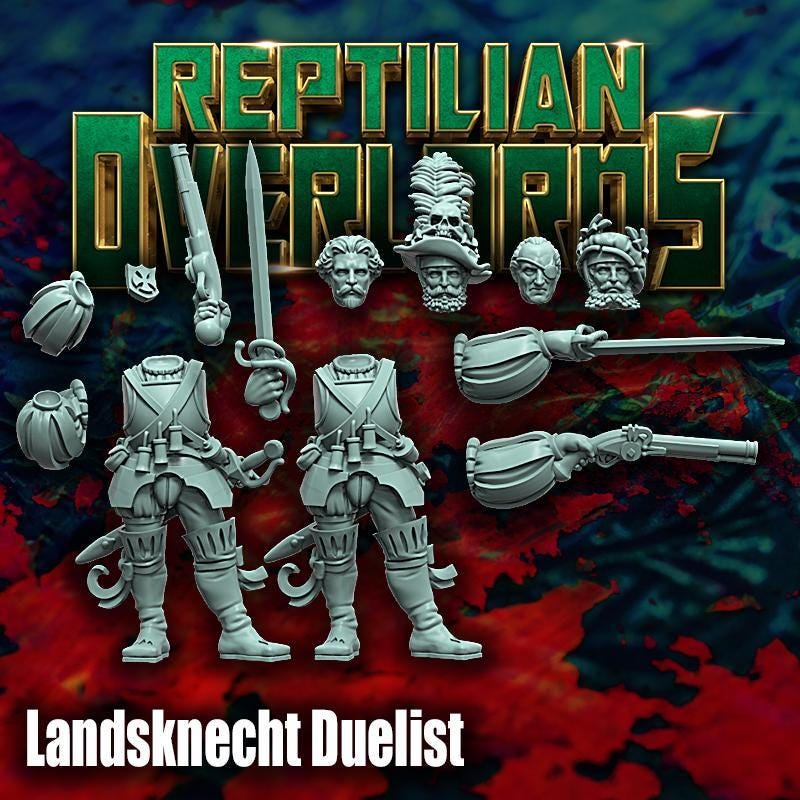 Landsknecht Duelist by Reptilian Overlords, Fantasy Wargames Empire Marshal, Fantasy Wargames Empire Captain