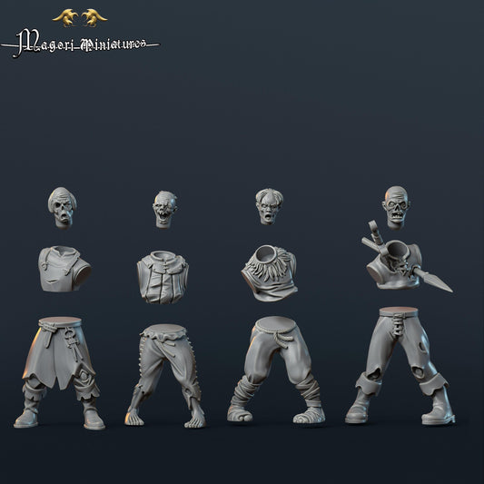 Undead Warband, Zombies and Dregs, Fantasy Skirmish Miniatures by Magori Miniatures, perfect for Fantasy Wargames and RPGs