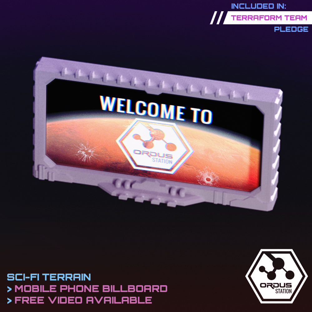 Ordus Station: Billboard (for mobile phone) - Sci-Fi Grimdark Miniatures by Saucermen Studios, Wargame Scale 3D Printed
