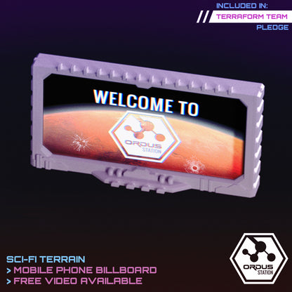 Ordus Station: Billboard (for mobile phone) - Sci-Fi Grimdark Miniatures by Saucermen Studios, Wargame Scale 3D Printed