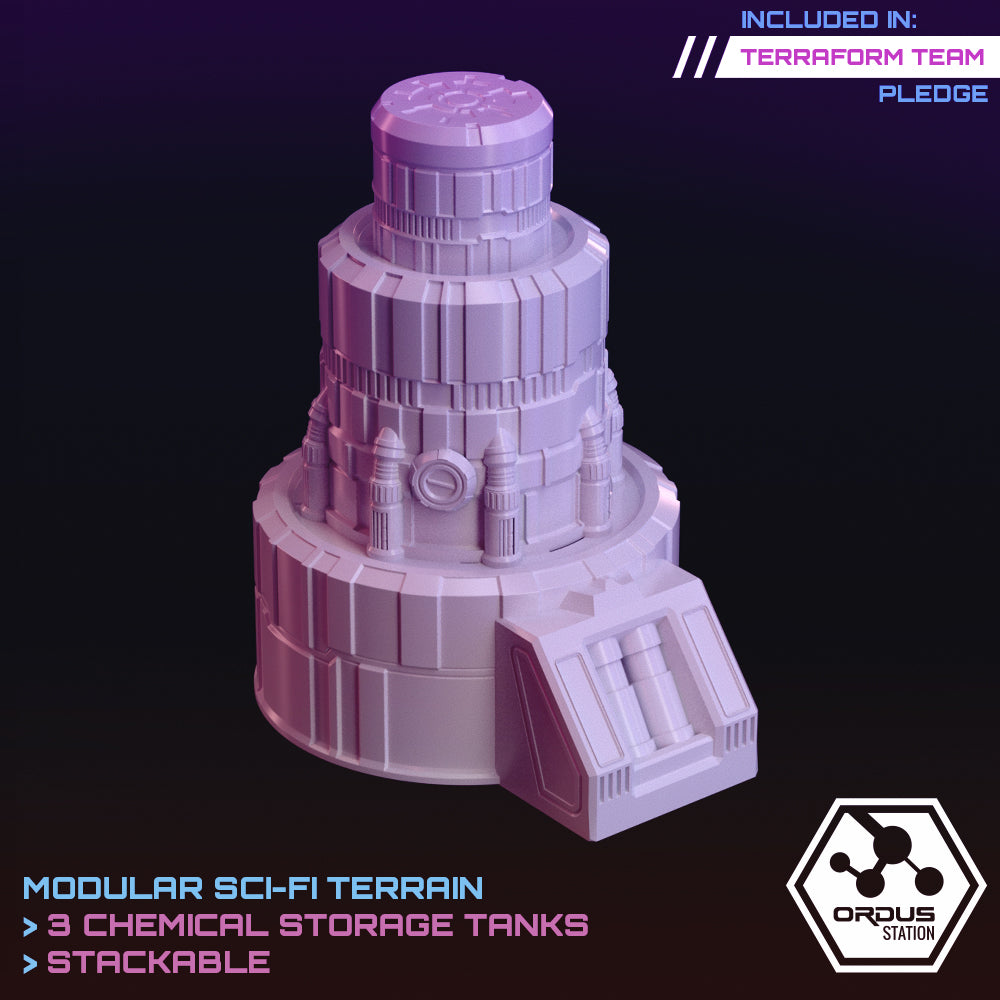 Ordus Station: Chemical Storage Tanks Vats - Sci-Fi Grimdark Miniatures by Saucermen Studios, Wargame Scale 3D Printed - photo 2