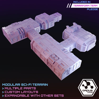 Ordus Station: Core Modules - Sci-Fi Grimdark Miniatures by Saucermen Studios, Wargame Scale 3D Printed