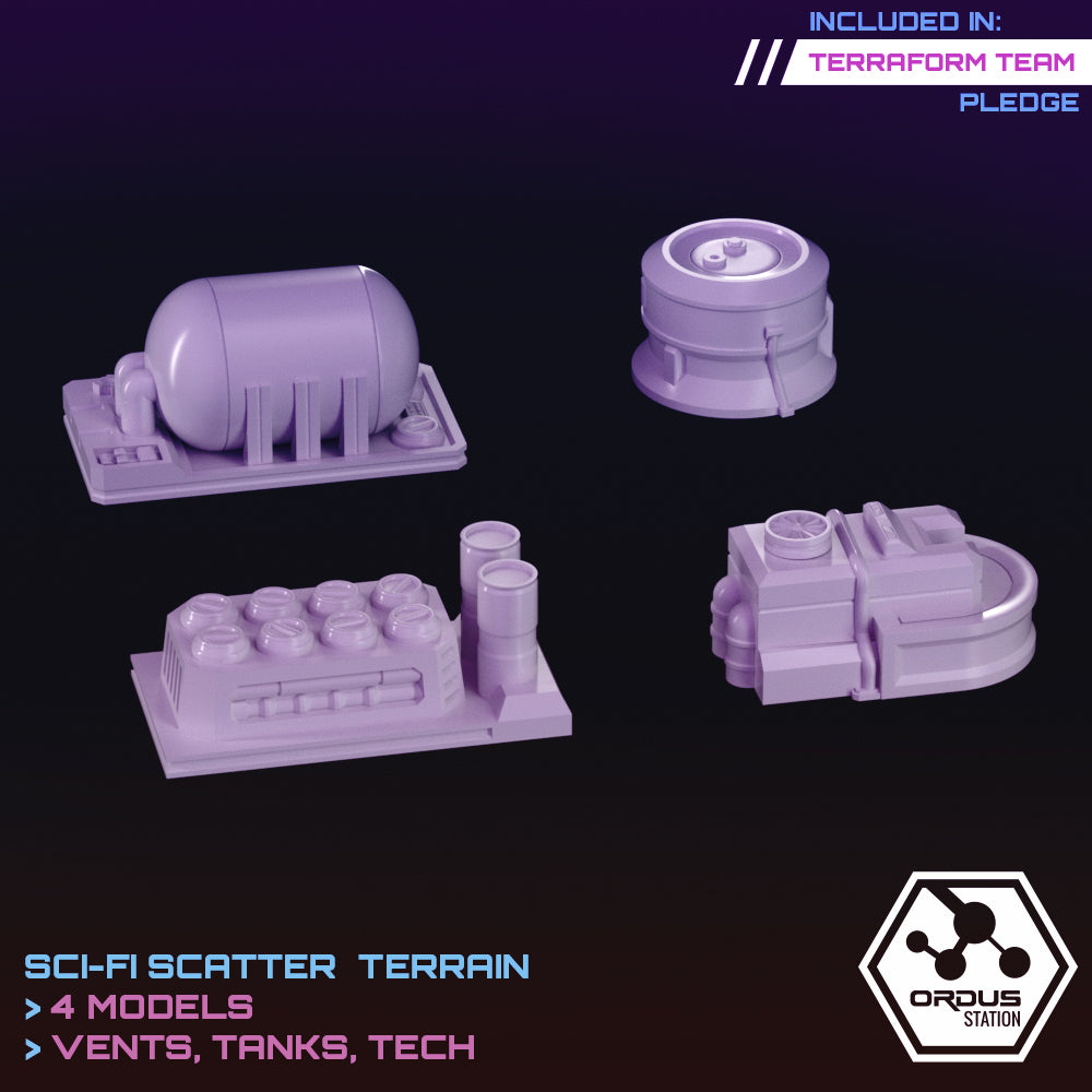 Ordus Station: Rooftop Attachments - Sci-Fi Grimdark Miniatures by Saucermen Studios, Wargame Scale 3D Printed