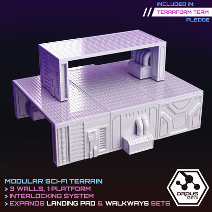 Ordus Station: Raised Platform - Sci-Fi Grimdark Miniatures by Saucermen Studios, Wargame Scale 3D Printed