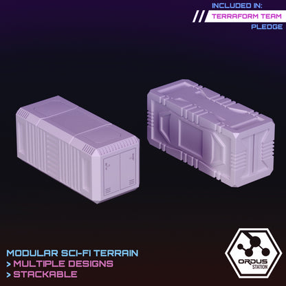 Ordus Station: Shipping Containers - Sci-Fi Grimdark Miniatures by Saucermen Studios, Wargame Scale 3D Printed