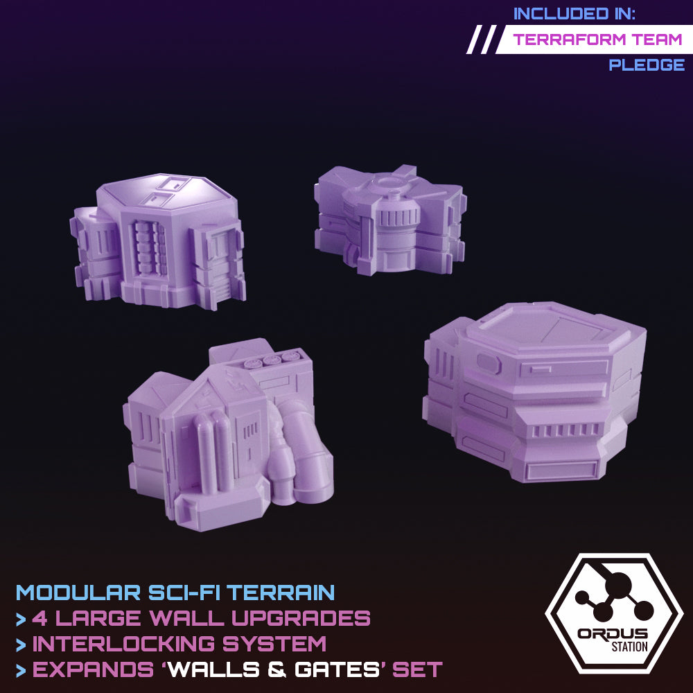 Ordus Station: Connecting Wall Features - Sci-Fi Grimdark Miniatures by Saucermen Studios, Wargame Scale 3D Printed