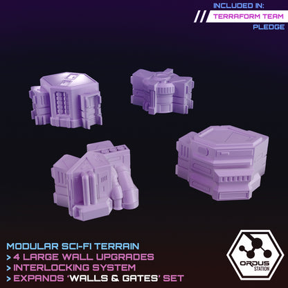 Ordus Station: Connecting Wall Features - Sci-Fi Grimdark Miniatures by Saucermen Studios, Wargame Scale 3D Printed
