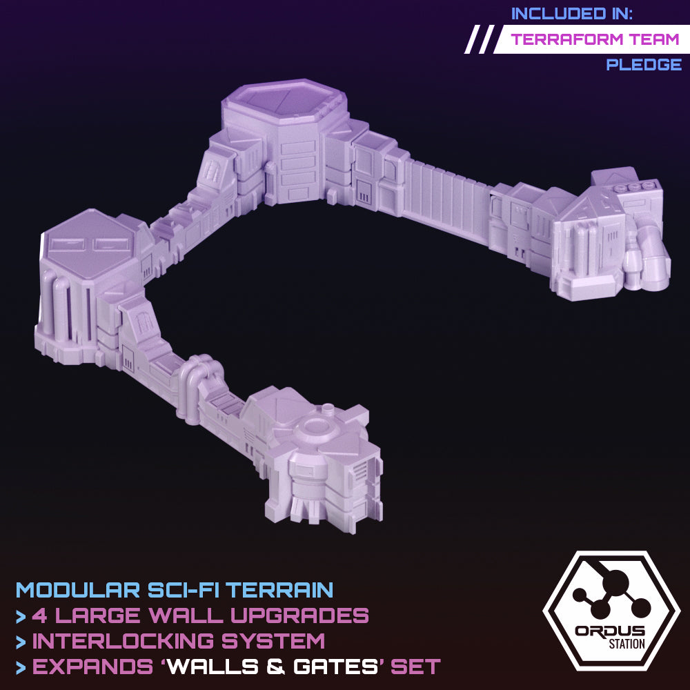 Ordus Station: Connecting Wall Features - Sci-Fi Grimdark Miniatures by Saucermen Studios, Wargame Scale 3D Printed - photo 2