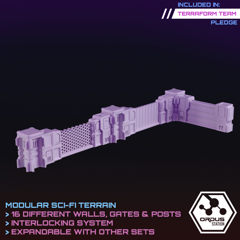 Ordus Station: Walls & Gates - Sci-Fi Grimdark Miniatures by Saucermen Studios, Wargame Scale 3D Printed - photo 2