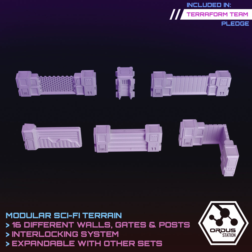 Ordus Station: Walls & Gates - Sci-Fi Grimdark Miniatures by Saucermen Studios, Wargame Scale 3D Printed - photo 3