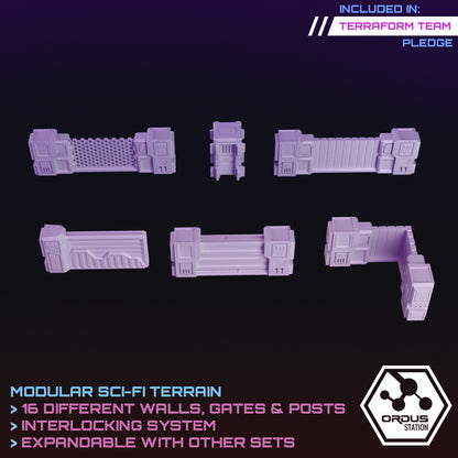 Ordus Station: Walls & Gates - Sci-Fi Grimdark Miniatures by Saucermen Studios, Wargame Scale 3D Printed - photo 3