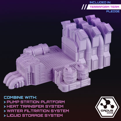Ordus Station:  Heat Transfer System - Sci-Fi Grimdark Miniatures by Saucermen Studios, Wargame Scale 3D Printed - photo 2