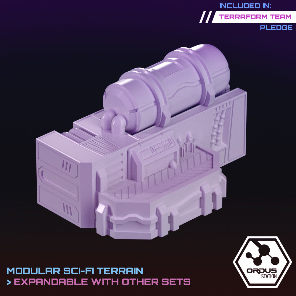 Ordus Station: Liquid Storage Unit - Sci-Fi Grimdark Miniatures by Saucermen Studios, Wargame Scale 3D Printed