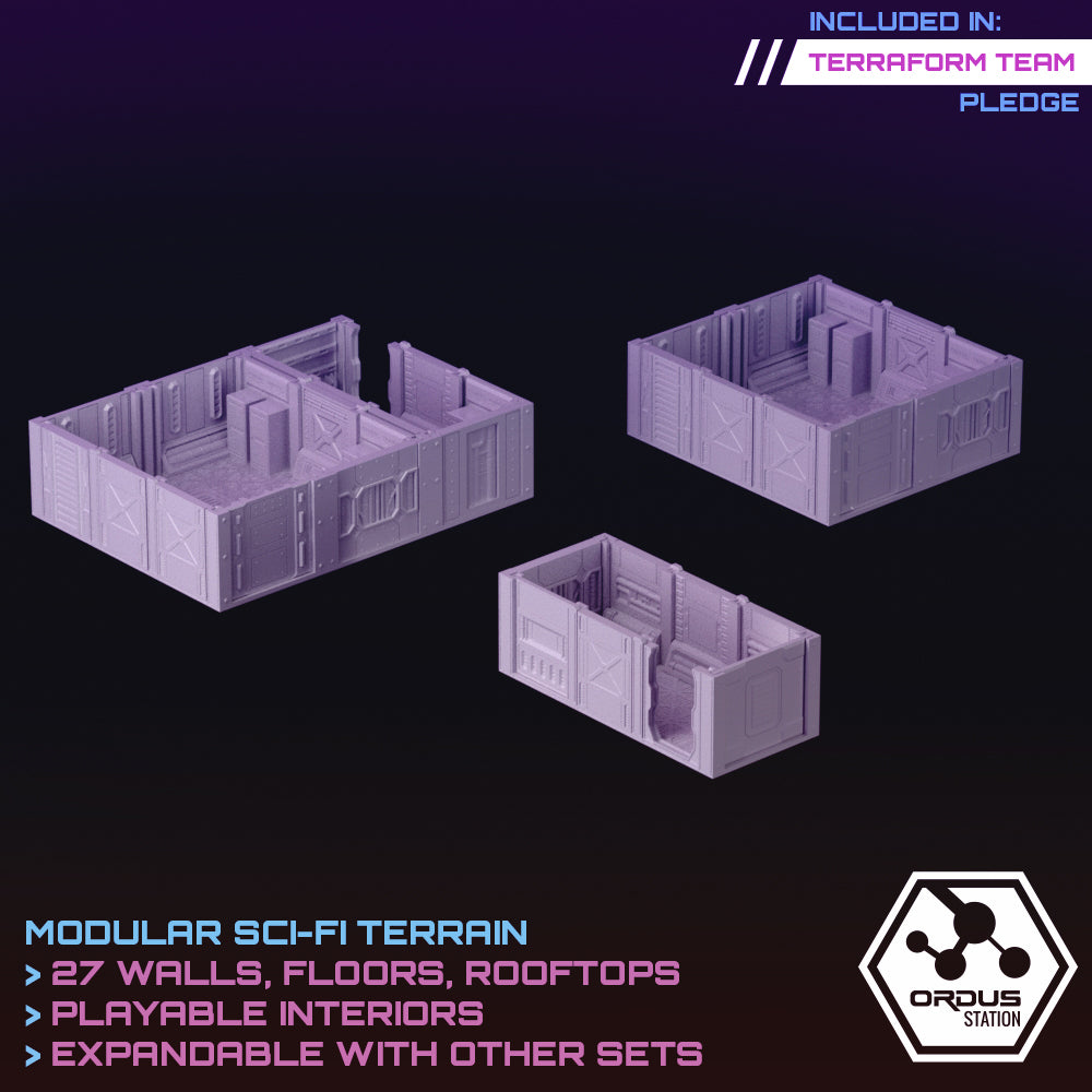 Ordus Station:  Modular Scifi Interiors - Sci-Fi Grimdark Miniatures by Saucermen Studios, Wargame Scale 3D Printed - photo 2
