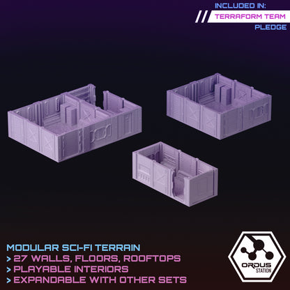 Ordus Station:  Modular Scifi Interiors - Sci-Fi Grimdark Miniatures by Saucermen Studios, Wargame Scale 3D Printed - photo 2