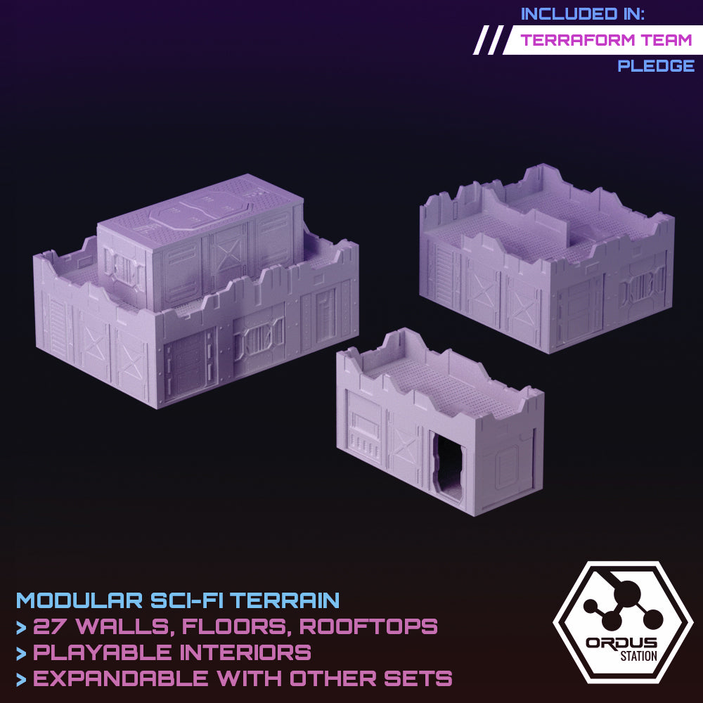 Ordus Station:  Modular Scifi Interiors - Sci-Fi Grimdark Miniatures by Saucermen Studios, Wargame Scale 3D Printed - photo 3