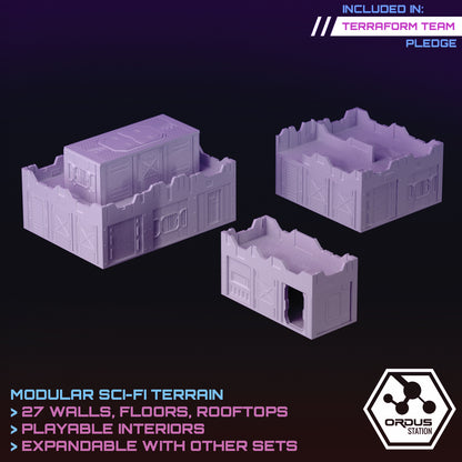 Ordus Station:  Modular Scifi Interiors - Sci-Fi Grimdark Miniatures by Saucermen Studios, Wargame Scale 3D Printed - photo 3