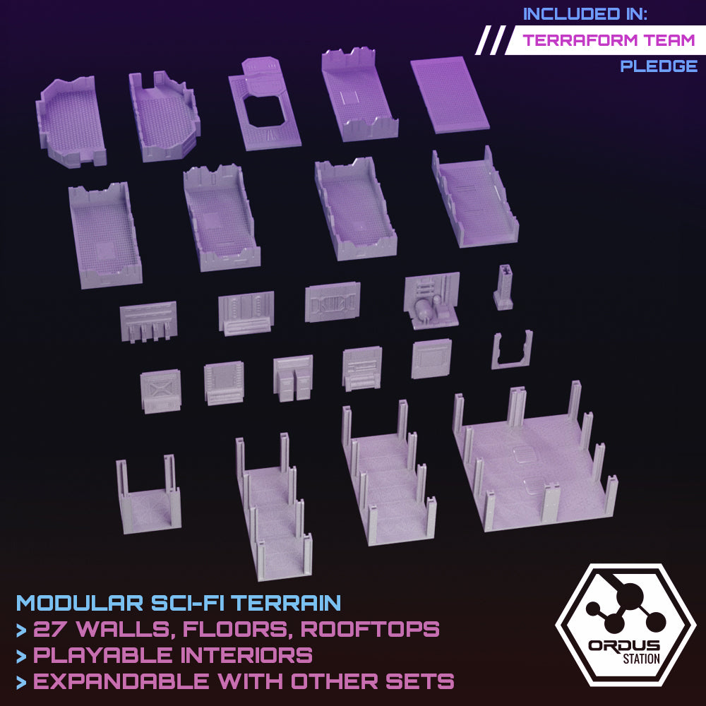Ordus Station:  Modular Scifi Interiors - Sci-Fi Grimdark Miniatures by Saucermen Studios, Wargame Scale 3D Printed - photo 4
