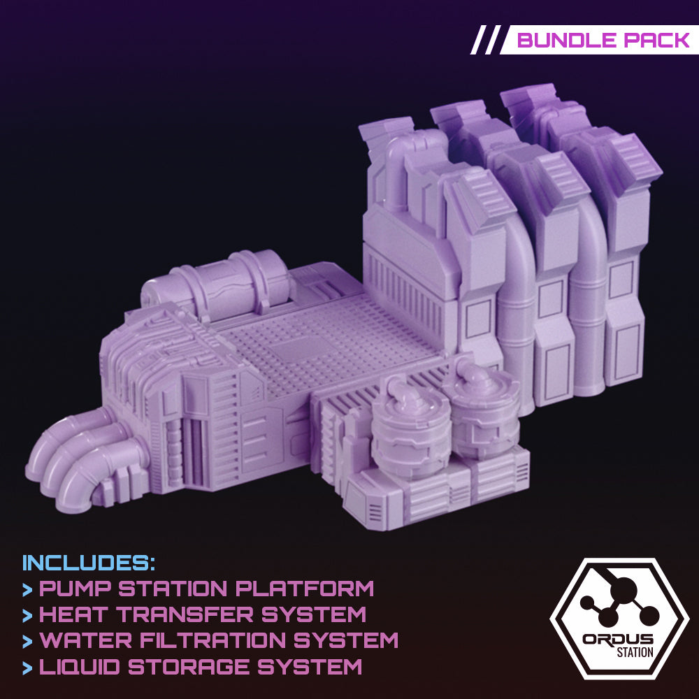 Ordus Station: Planetary Engineering Terrain Bundle - Sci-Fi Grimdark Miniatures by Saucermen Studios, Wargame Scale 3D Printed
