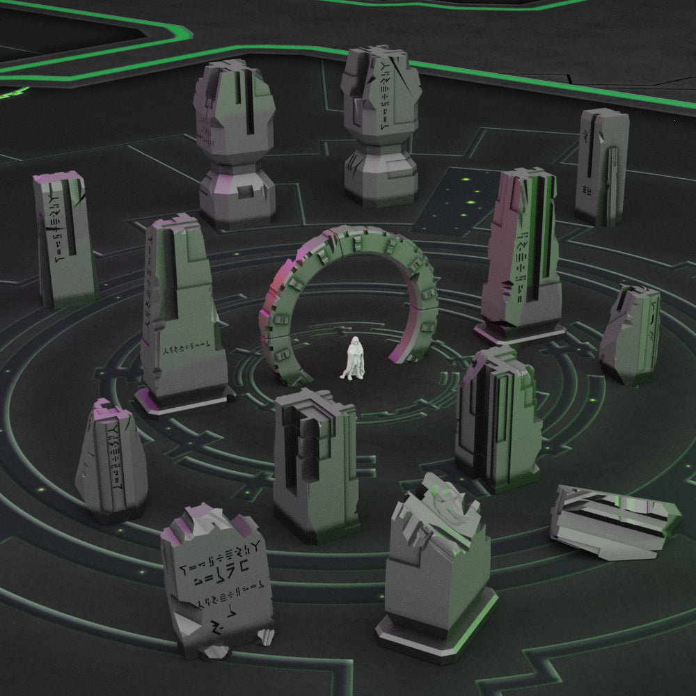 Ancient Alien Tech Monoliths - Sci-Fi Grimdark Miniatures by Saucermen Studios, Wargame Scale 3D Printed