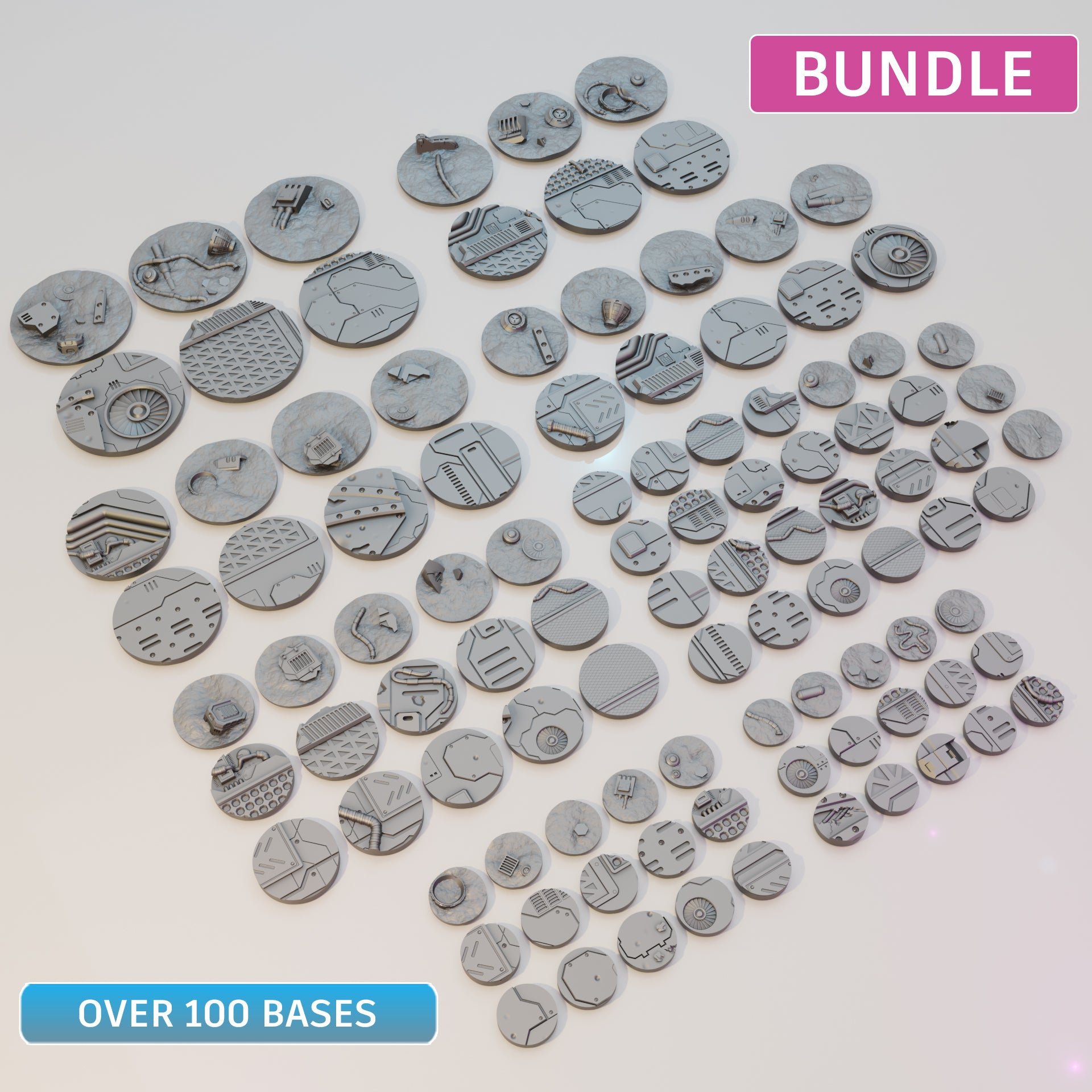Sci-Fi Bases 25-70mm Bundle - Sci-Fi Grimdark Miniatures by Saucermen Studios, Wargame Scale 3D Printed