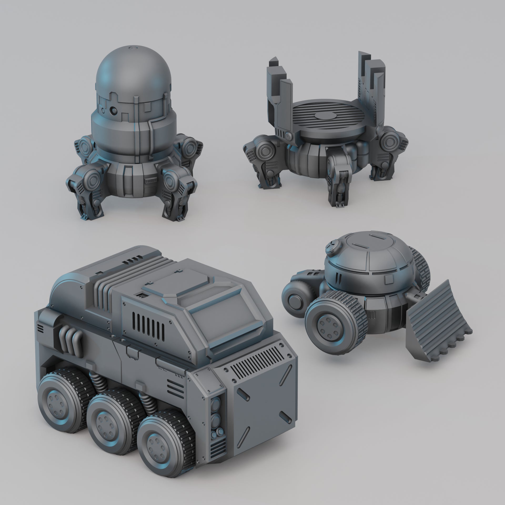 Modular Service Vehicles & Machinery - Sci-Fi Grimdark Miniatures by Saucermen Studios, Wargame Scale 3D Printed