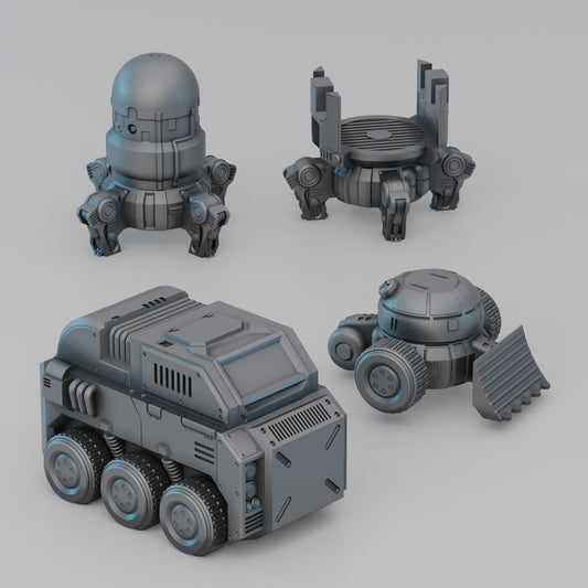 Modular Service Vehicles & Machinery - Sci-Fi Grimdark Miniatures by Saucermen Studios, Wargame Scale 3D Printed