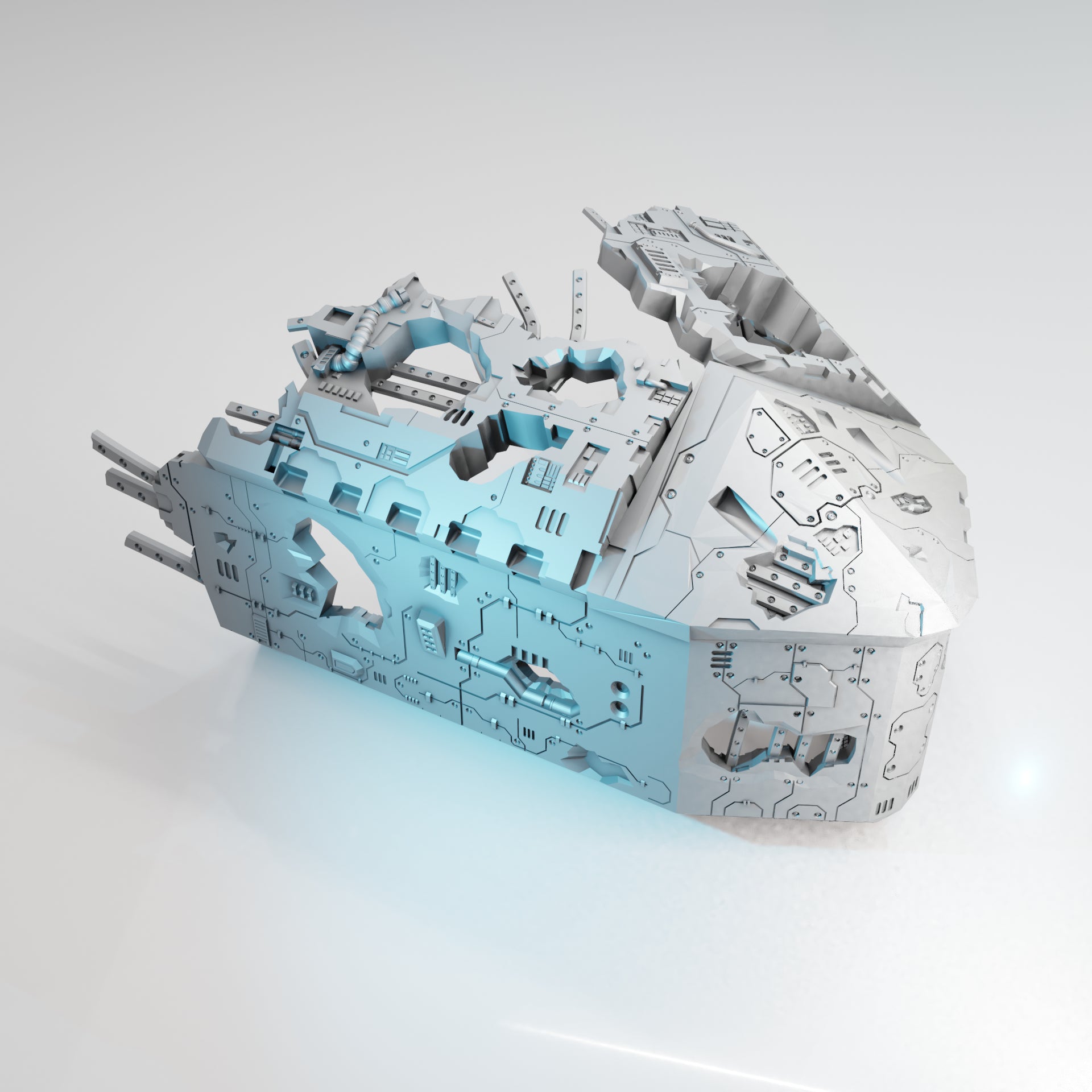 Lost Colony: Spaceship Graveyard - Nose Section - Sci-Fi Grimdark Miniatures by Saucermen Studios, Wargame Scale 3D Printed