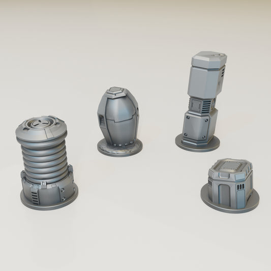 Sci-Fi Objective Markers - Sci-Fi Grimdark Miniatures by Saucermen Studios, Wargame Scale 3D Printed